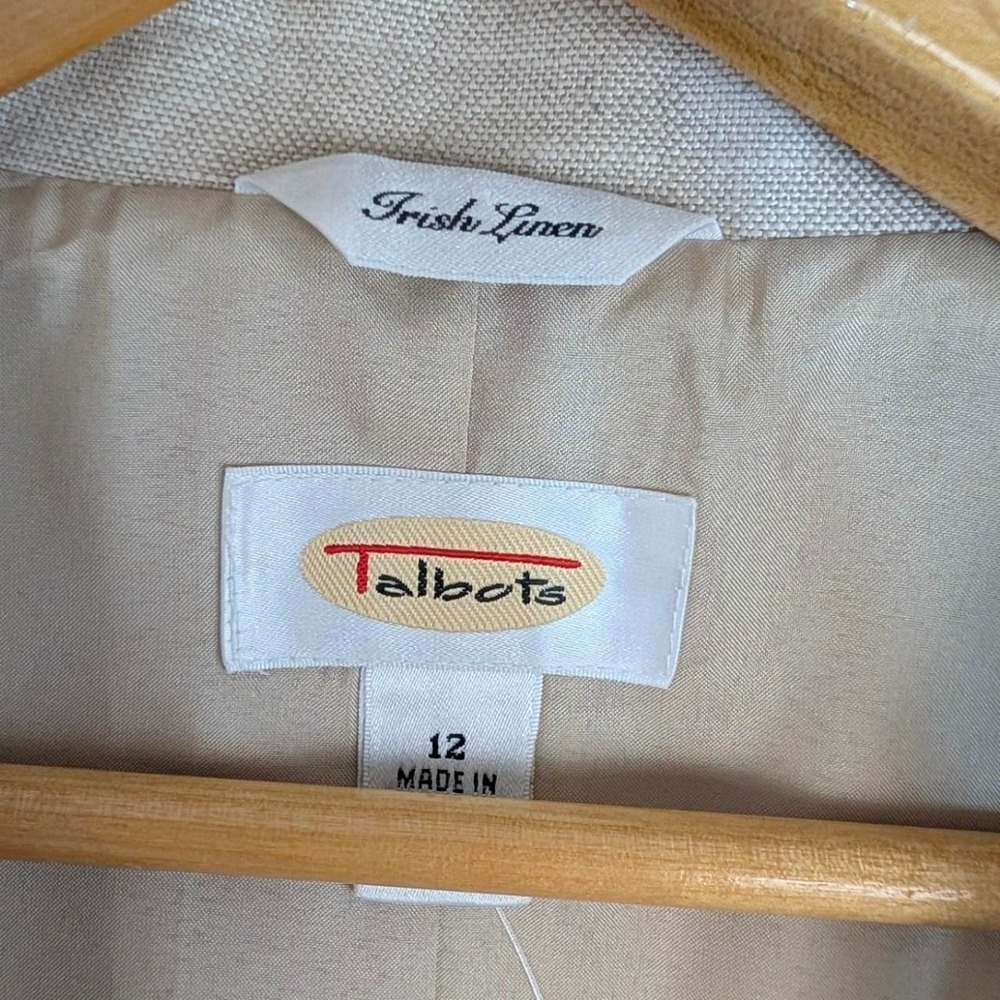 Talbots Luxe Irish Linen Blazer NWT Tan Single Button Notched Lapel 12 - Picture 7 of 8